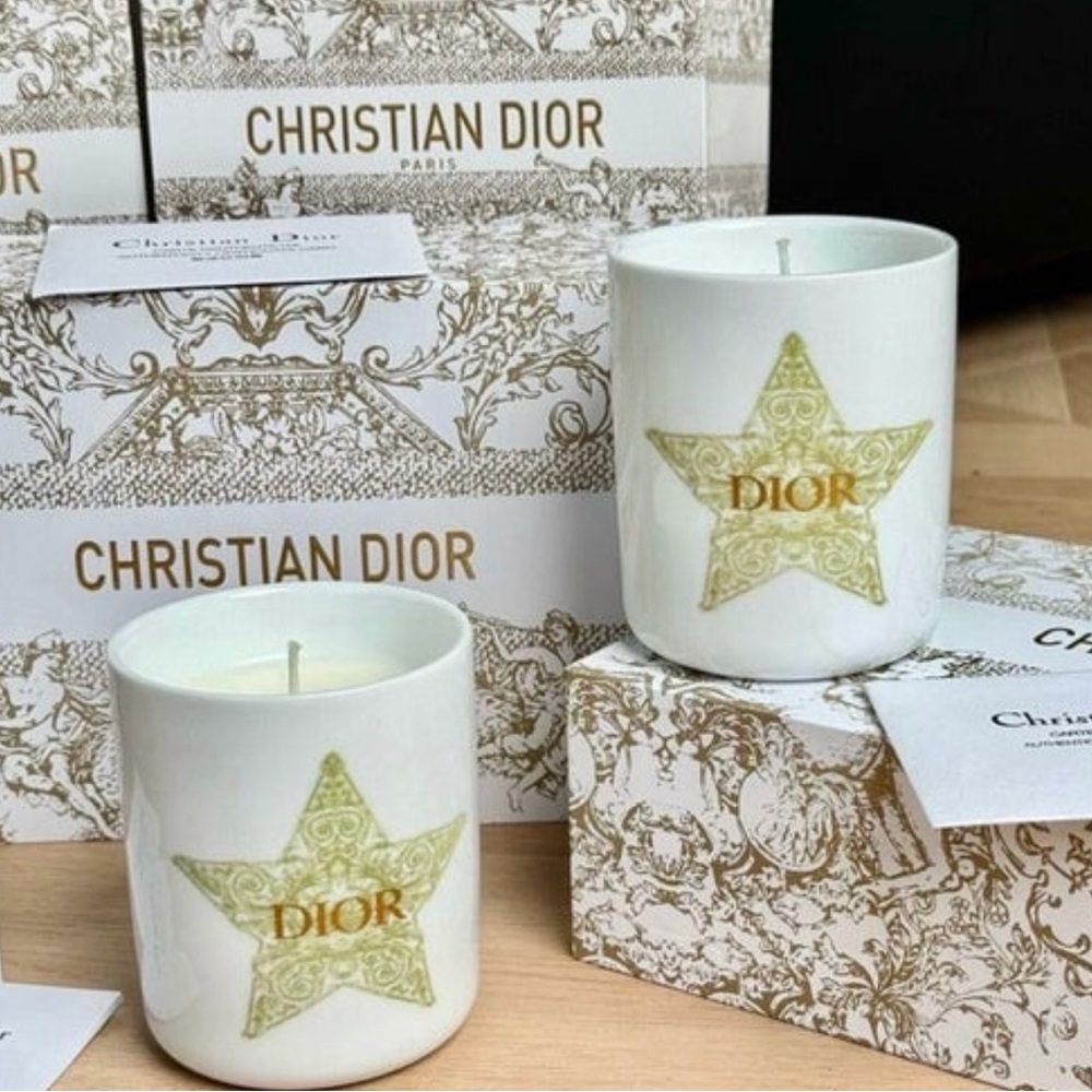 DIOR Aroma Candle Gift Set - Two New 250g Porcelain Candle Holders in Gift Box
